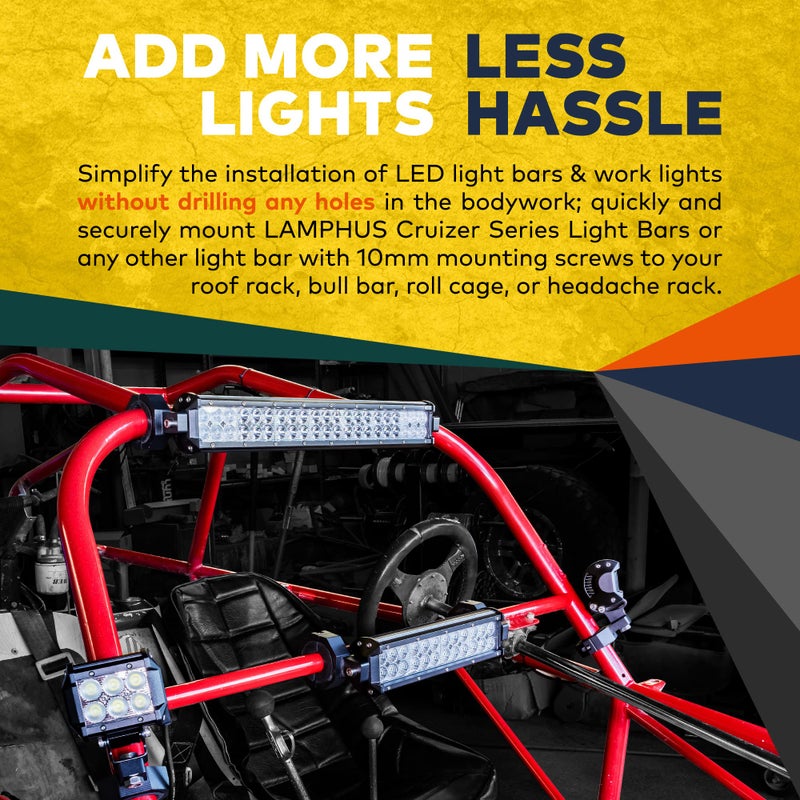 LAMPHUS Off-Road ATV UTV Light Bar Mounts Mounting Bracket Bar Clamp Kits [1"/1.5"/1.75"/2"] [Vertical Bar] [Aluminium] [2 Units] Bull Bar UTV Roll Bar Clamp Tube Roll Cage Clamps Mount For ATV UTV - Image 2